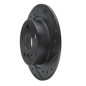 BMW 220i Brake Rotor (1) - Rear Right - R1 Concepts - Drilled & Slotted - Black - `14-`25